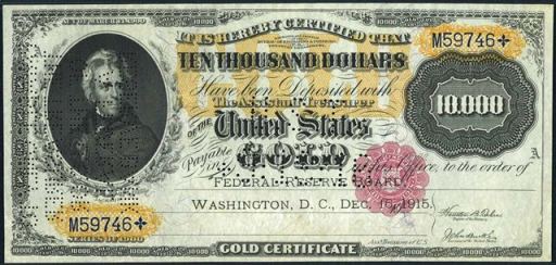 Value of $10 000 Gold Certificate Antique Money